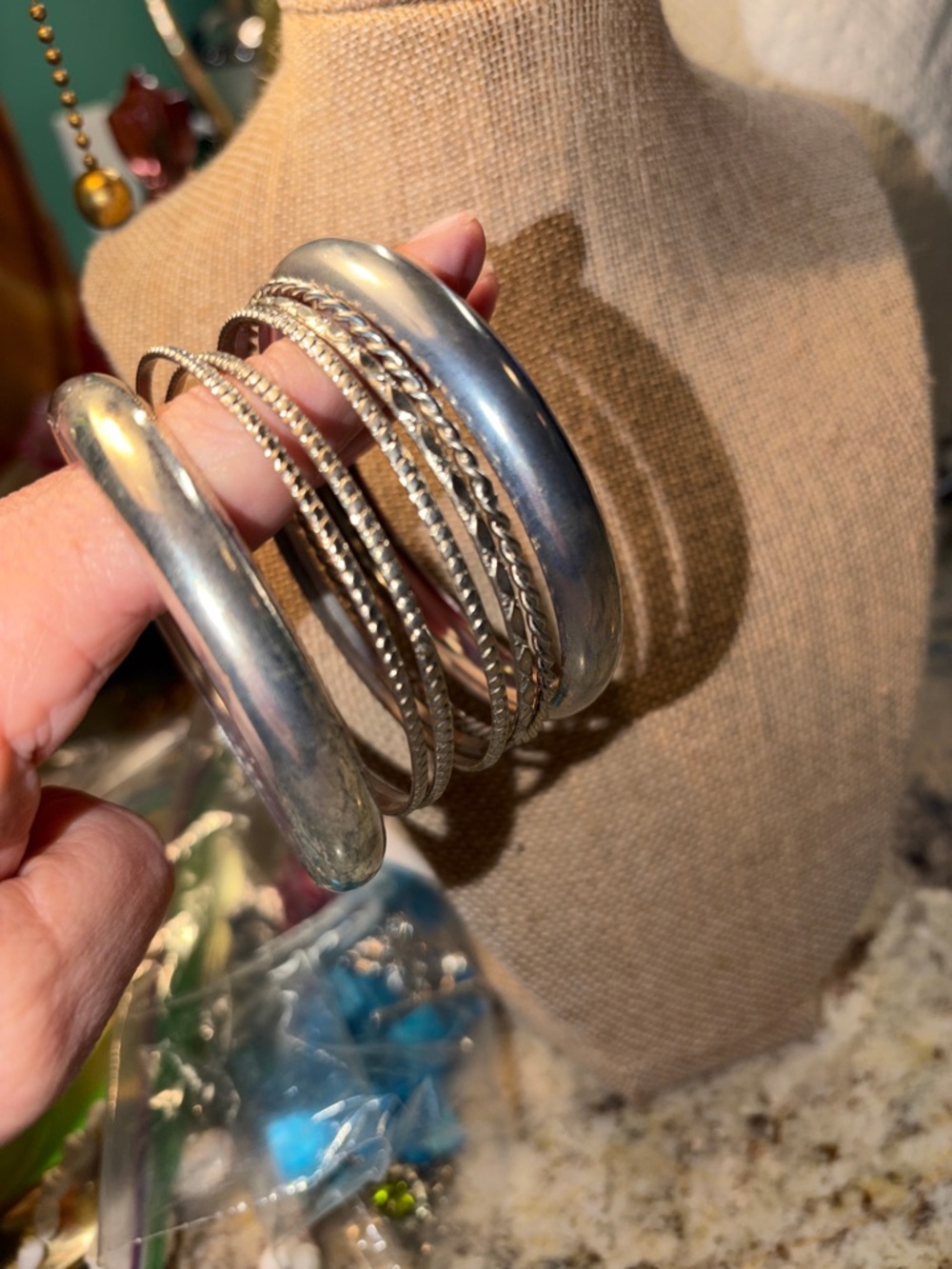 Silver Bangle Bracelet Set - Women Jewelry